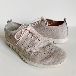 Cole Haan ZERØGRAND Wingtip Oxford Shoes Light Pink Silver Casual Size 9.5